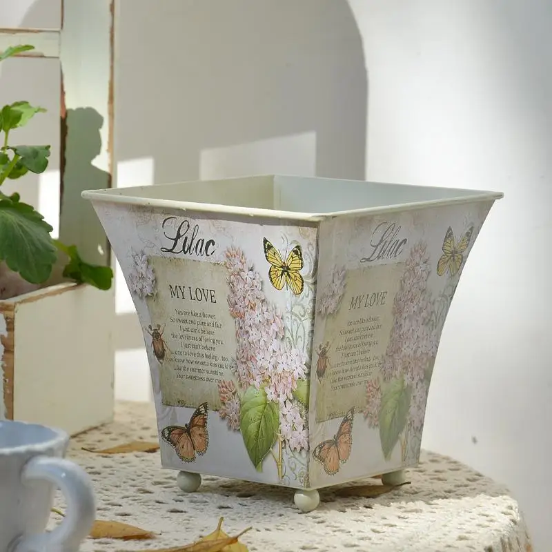 Wrought iron flower pot sticker hydrangea flower color flower bucket succulent  device desktop decoration
