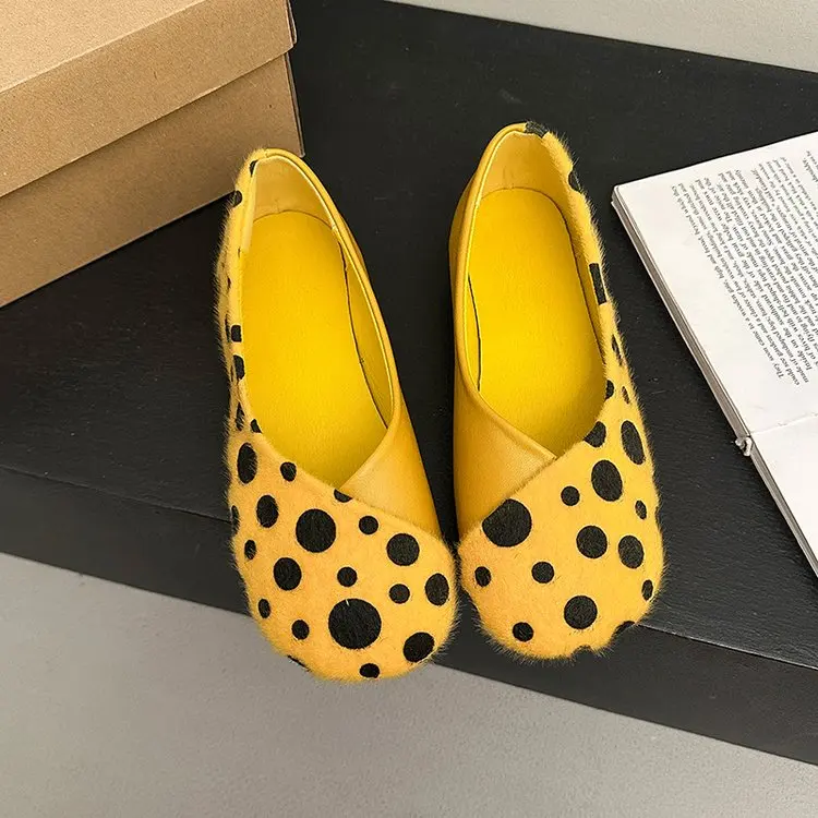 Frühlings-Neuheit: Damen-Flachschuhe mit Runder Spitze, Gepunktetem Wildleder, Bequeme Alltags-Loafer für Büro und Straße – Detail 17