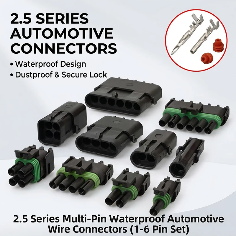20 Sets 1/2/3/4/6-Pin  2.5 GM Automotive Weather Pack Connectors Female Male Waterproof Electrical Plug Socket Wire Kits