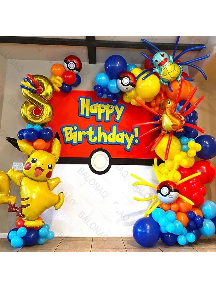 84 Stück Pokemon Party Luftballons Girlande Bogen Kit Traum Thema Geburtstag Party Dekor Zubehör Pikachu Squirtle Bulbasaur Taschenball