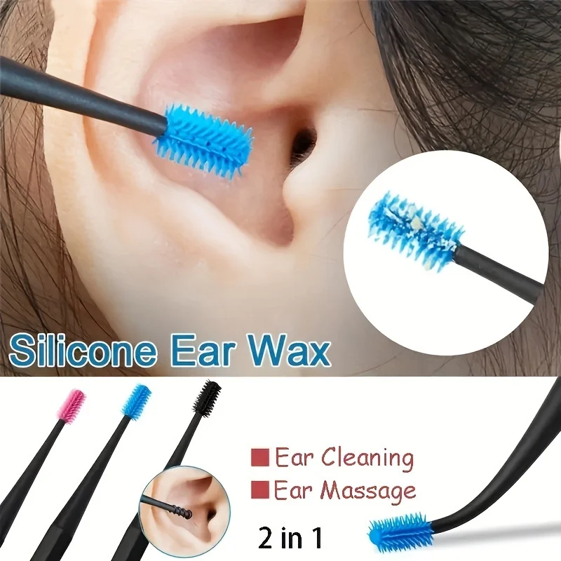 Double-Ended Earpick, Easy Grip, Ear Cleaning and Massaging Tool, Soft Silicone Brush Head for Effective Earwax Removal