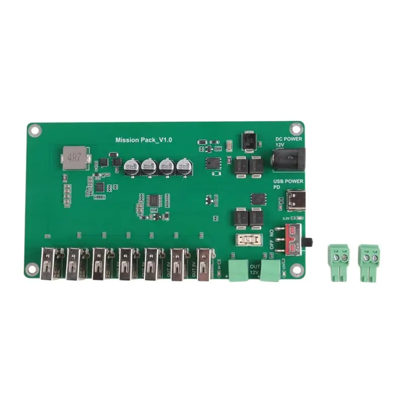 

Плата ABUO-PCBA USB-станция с 7 портами USB-A (10А), 2 клеммными блоками (5А), разъемом DC JACK (5.0/2.0 Pin) и входом/выходом Type-C PD
