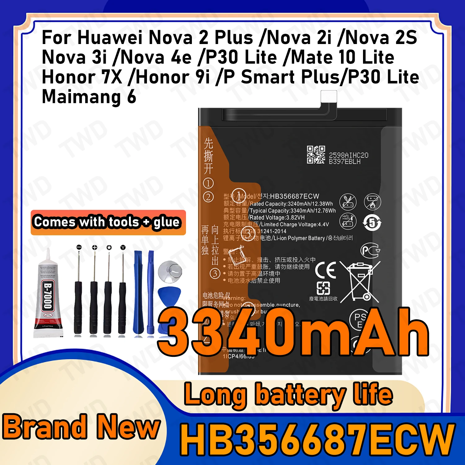 HB356687ECW Battery For HUAWEI Nova 2 Plus 2i 2S 3i 4e P30 Lite Mate 10 Lite Honor 7X 9i Maimang 6 Batteries New High Quanlity