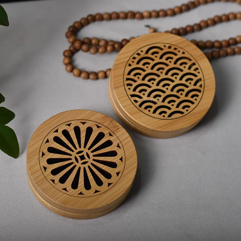 Bamboo Wooden Pan Incense Box Creative Hollow Out Retro Incense Burner DIY Household Indoor Incense Tea Ceremony Decoration