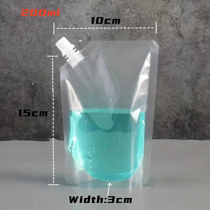 20/40pcs Clear Drink Pouches Freezable Juice Liquor Water Bag Portable Reusable Plastic Flask for Cold Drink BBQ Party Drinkware