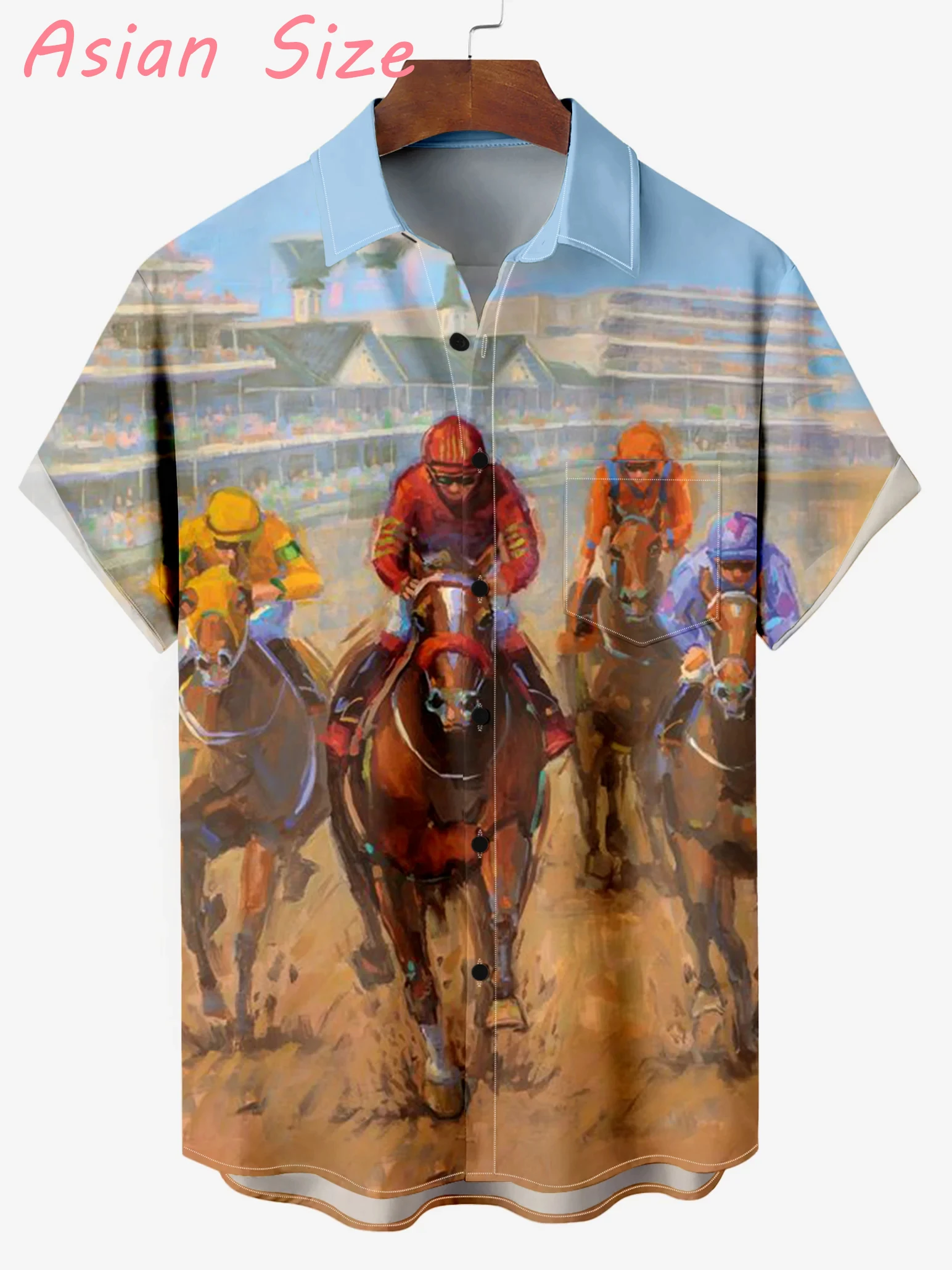 

Мужская летняя рубашка в гавайском стиле с 3D-принтом «Конные скачки», повседневная, на пуговицах, с коротким рукавом, в стиле ковбоя, оверсайз