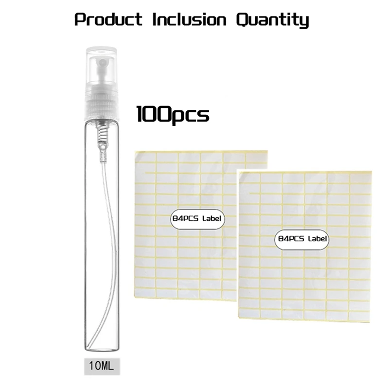100 قطعة 10 مللي زجاجة رذاذ صغيرة مستحضرات التجميل التعبئة رذاذ زجاجات عطر التفتيت رذاذ السائل الحاويات للسفر