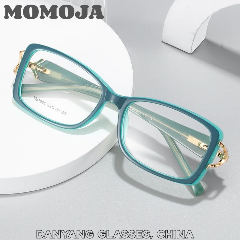 MOMOJA New Arrival TR90 + Alloy Trendy Women Square Cat Eye Eyeglasses Frame Fashion Personality Retro Hot Sale Eyewear TM1001