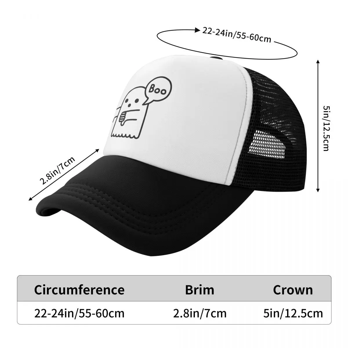 Ghost Snapback Trucker Hats Men Women Outdoor Halloween Cute Dad Hat Sun Hat Sports Cap Adjustable Mesh Baseball Cap Spring