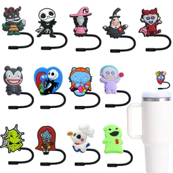 Nightmare before Christmas cartoon charms Silicone straw cap Dust and spill-proof drinking reusable fit cup straw cap pendant