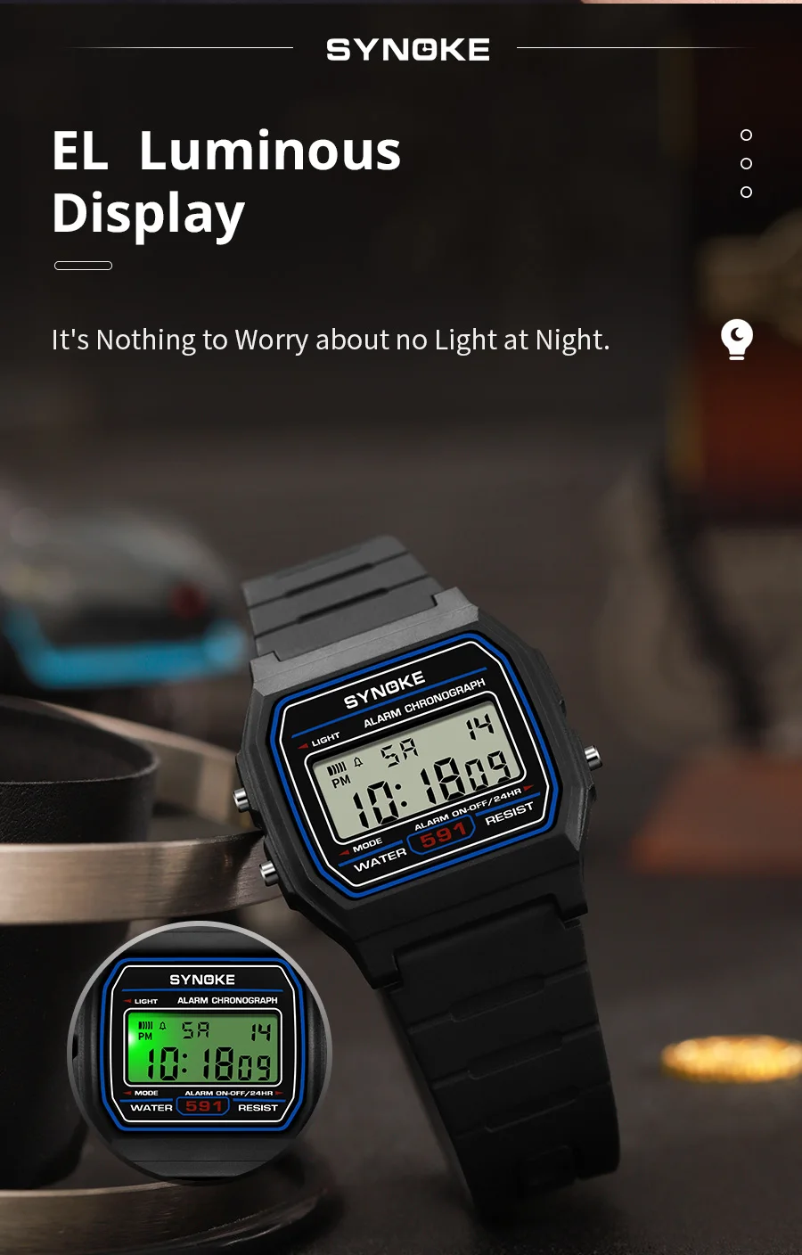 SYNOKE Student Digitaluhr Unisex Sportuhr Multifunktions Sport Wasserdicht Leuchtende LED Klassische Uhr für Männer und Frauen – Detail 9