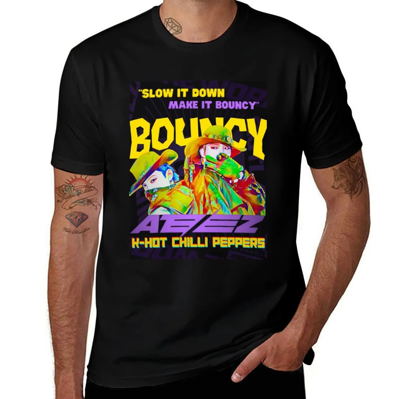 

Ateez Bouncy Funk Pop T-Shirt man clothes essential t shirt plus size clothes funny shirt cotton compression shirt men