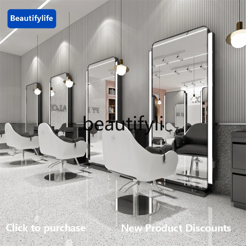 

Зеркало для парикмахерской с подсветкой, для завивки и окрашивания волос, одностороннее/двустороннее, напольное, от пола до потолка, для стрижки волос, модель J6