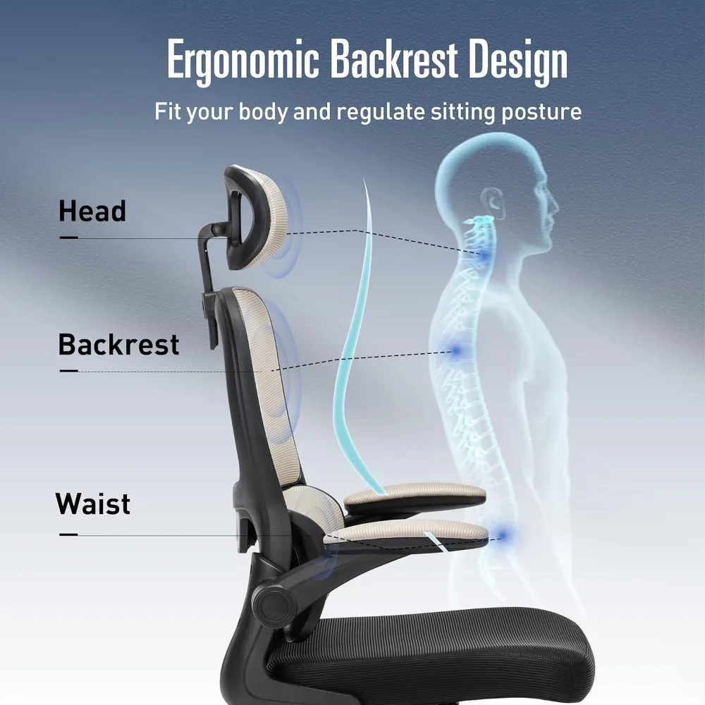 Chaise de Bureau Ergonomique avec Repose-Sauna, Dossier Haut en Maille Réglable, pour Ordinateur à Domicile