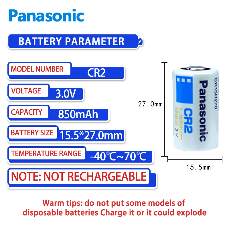 Panasonic CR2 3V Battery Blister card packaging is suitable for Polaroid Nikon Fujifilm camera Canon film camera Lithium battery