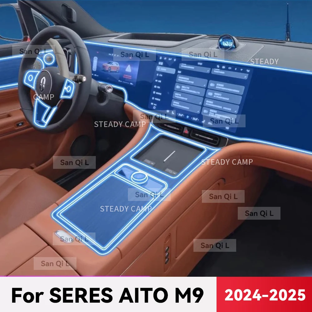 Transparent TPU For SERES AITO M9 2024 2025 Car Center Console Media Dashboard Navigation Anti-scratch Protector Interior Film