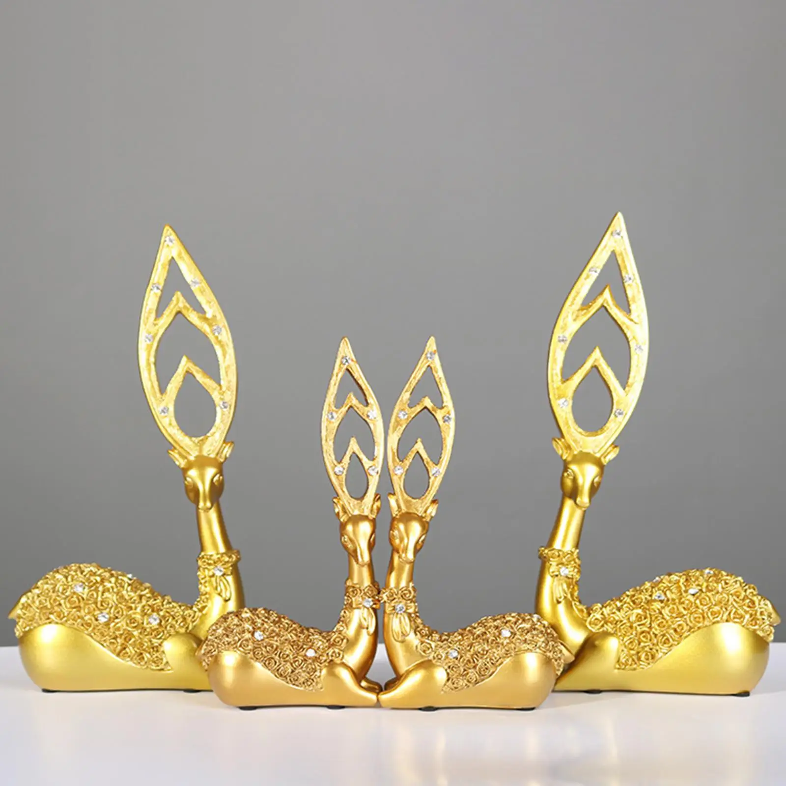 Nordic Style Deer Lovers Sculpture Resin Figurine Home Decorative Ornaments Table Artwork Collection for Bookshelf Fireplace