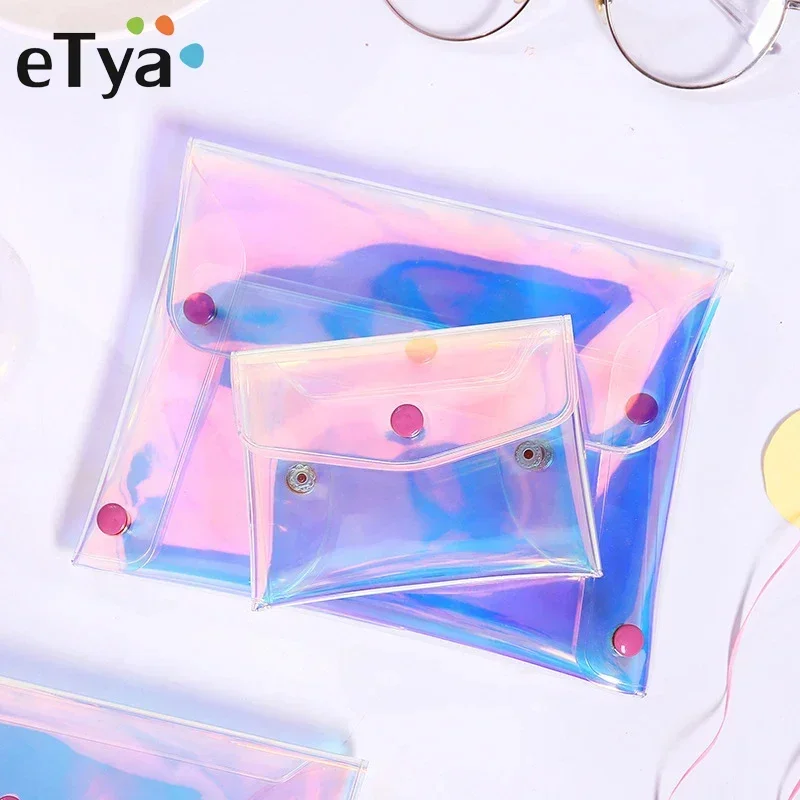 Etya Transparan Dompet Koin Dompet Wanita Laser PVC Kartu Pensil Kosmetik Uang Clutch Tas Wanita Mini Ritsleting Dompet Kantong