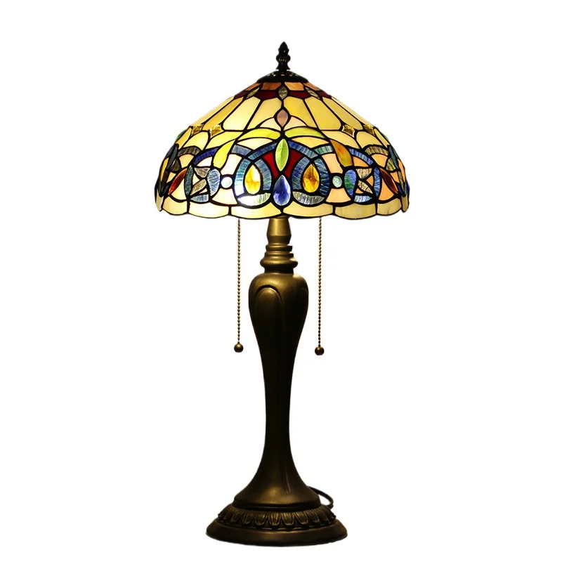 

12 Inch 30cm Retro Manual Stained Glass Lampshade Tiffany Table Lamp