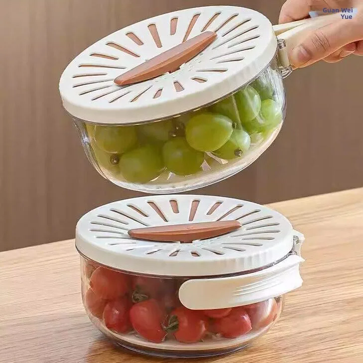 

Preservation Bowl with Lid And Stack Handle for Washing Fruits And Vegetables Plastic Fruit Tray Dishware Kitchen Supplies