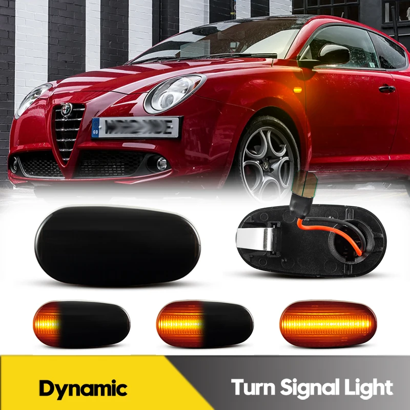 2Pcs For Alfa Romeo 147 GT 937 Mito 955 LED Dynamic Side Marker Light Turn Signal Lamps For Fiat Bravo MK2 198 Car Accessories