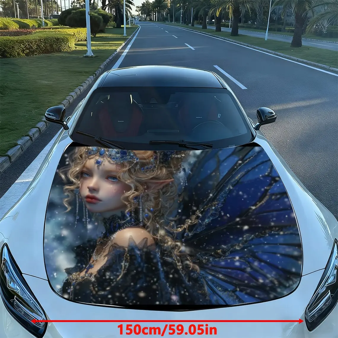 Magical Dark Fairy Car Hood Sticker-UV Resistant And Waterproof Decoration,stylish Design,easy To Stick/remove,durable And Gloss