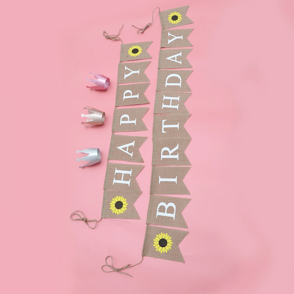 

Sunflower Swallowtail Flag Birthday Party Banner Burlap Pull Linen Hanging Decor Special Letters Festive Theme Indoor Outdoor
