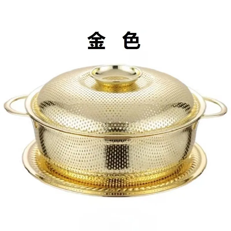 Wash vegetable basket Rice washing basin Fruit plate Strainer Colander Stainless steel dense hole drain basket Drainage basin