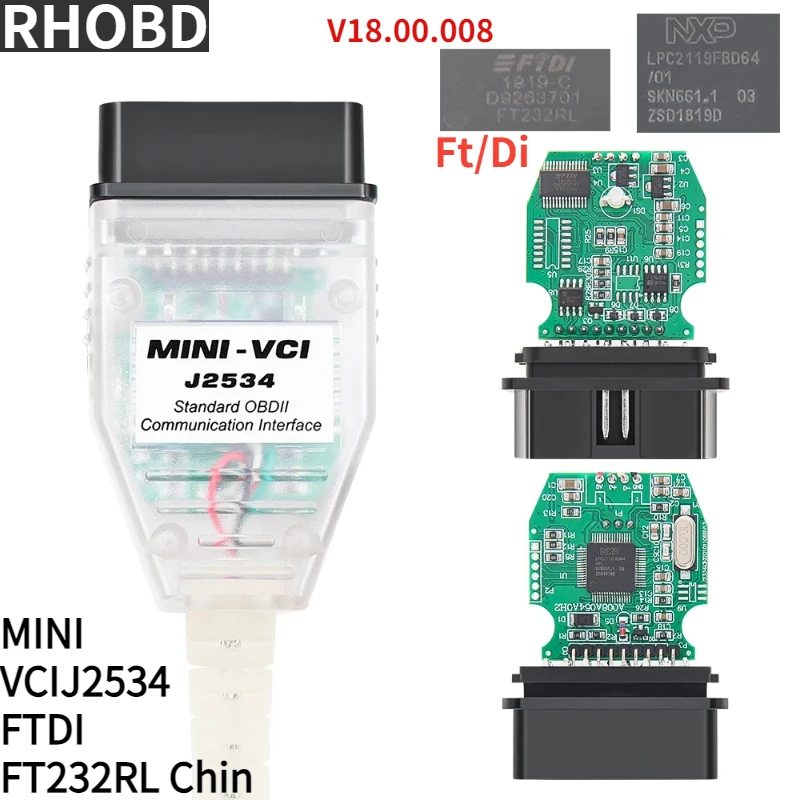 NEW Mini Vci for Toyota TIS Techstream V18.00.008 Minivci Ft/Di for J2534 Auto Scanner OBD OBD2 Car Diagnostics Cable Tool