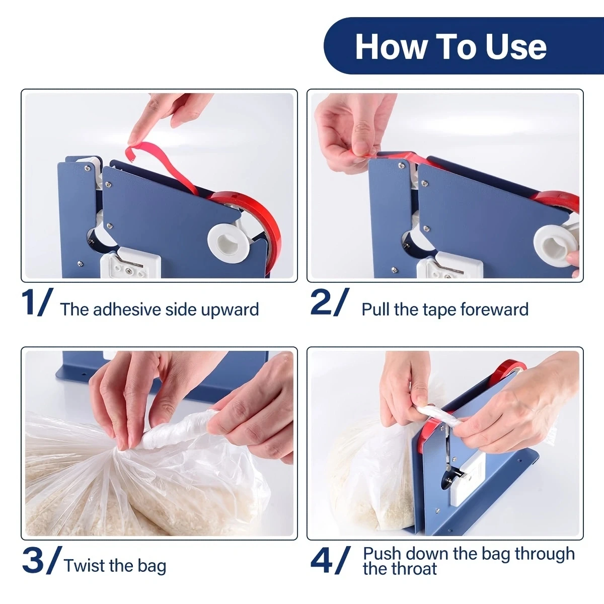 New Metal Bag Sealer Portable Bag Sealer Taper Dispenser with Trimmer Cutter Sealing Machine for Home Kitchen Outdoor Picnic