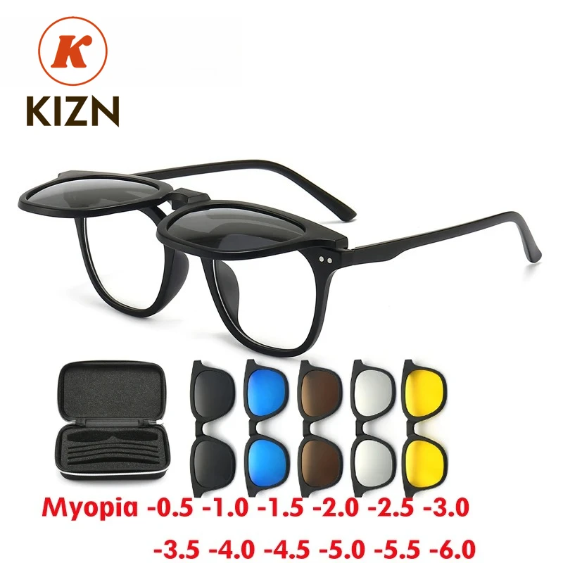 

KIZN Men Myopia Sunglasses 2024 NEW Magnet Clip Women Fashion Optical Glasses Frame Custom Prescription Eyewear -0.50 to -10