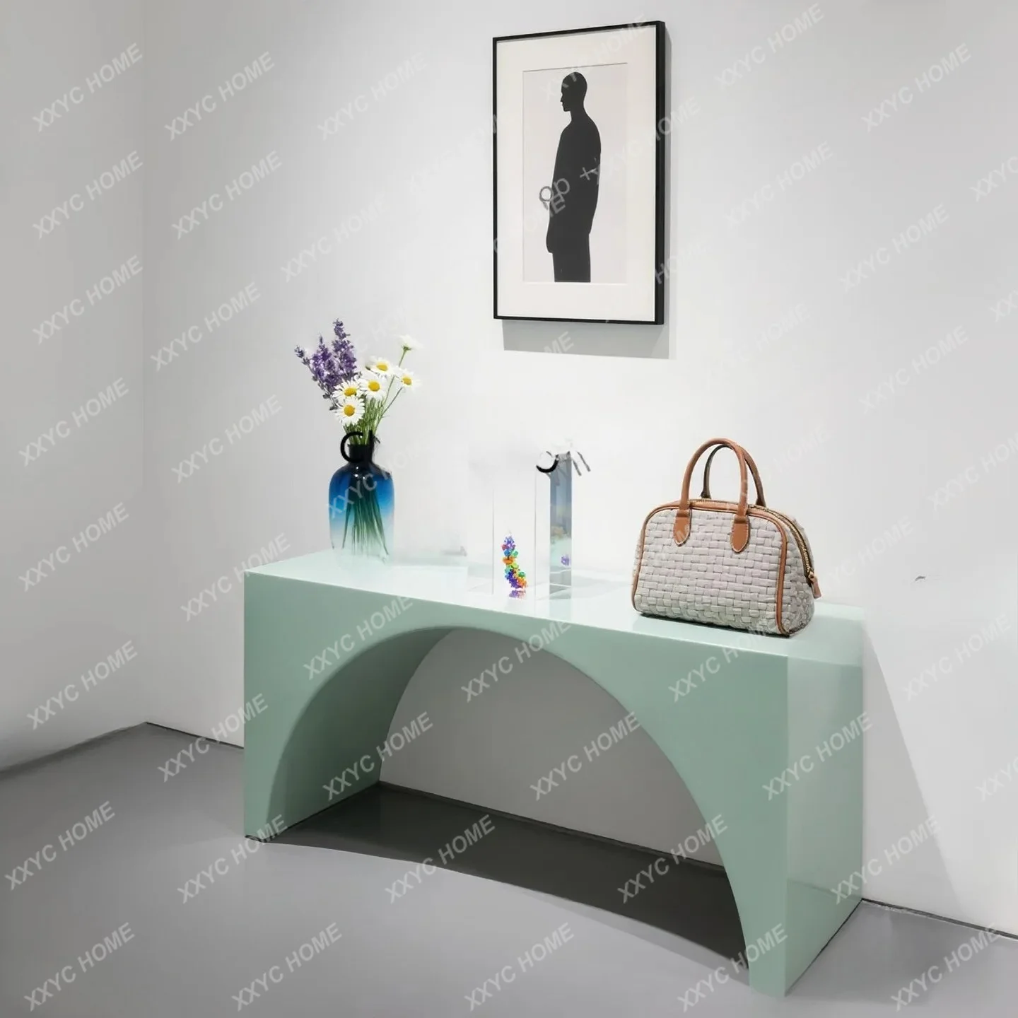 LLight luxury, single-layer display table, storage, running water table, shoe bag placement, Nakajima platform