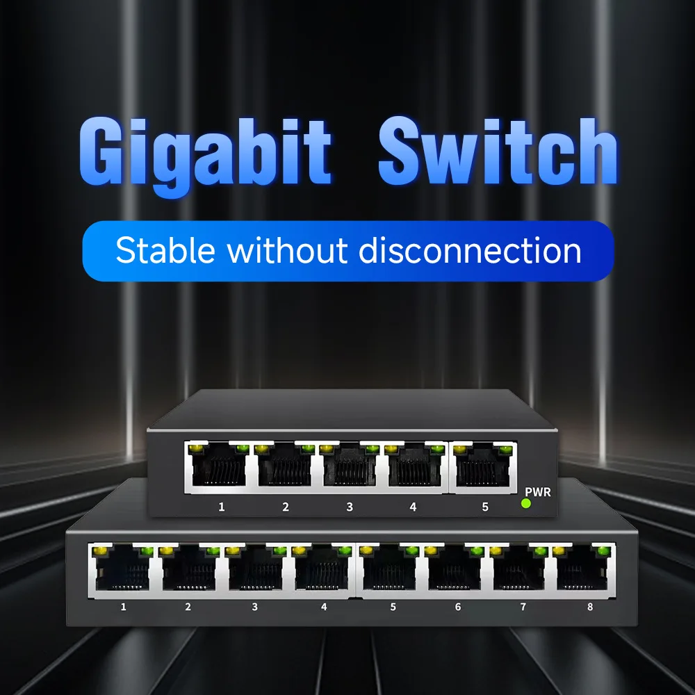 

RJ45 5/8 port fast Ethernet 10/100/1000Mbps High-quality fast network Ethernet data switch Suitable for office, home, printer