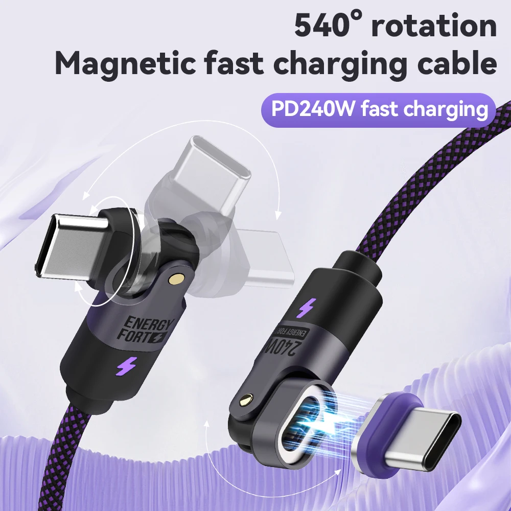240 W PD3.1 Schnellladekabel 540 °   Rotation Typ C 5A Kabel Nylonmaterial für iPhone MacBook Samsung UGREEN/Anker Powerbank