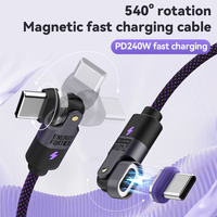 240W PD3.1 Fast Charging Cable 540° Rotation Type C 5A Cable nylon material  for iPhone MacBook Samsung UGREEN/Anker powerbank