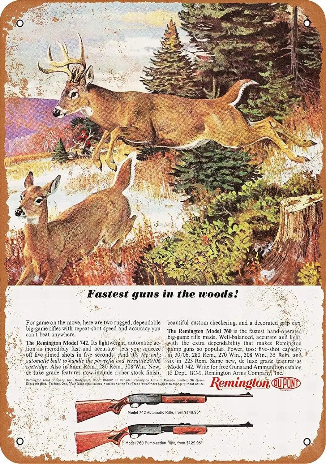 8 x 12 Metal Sign - Remington Rifles - Vintage Wall Decor Art sign