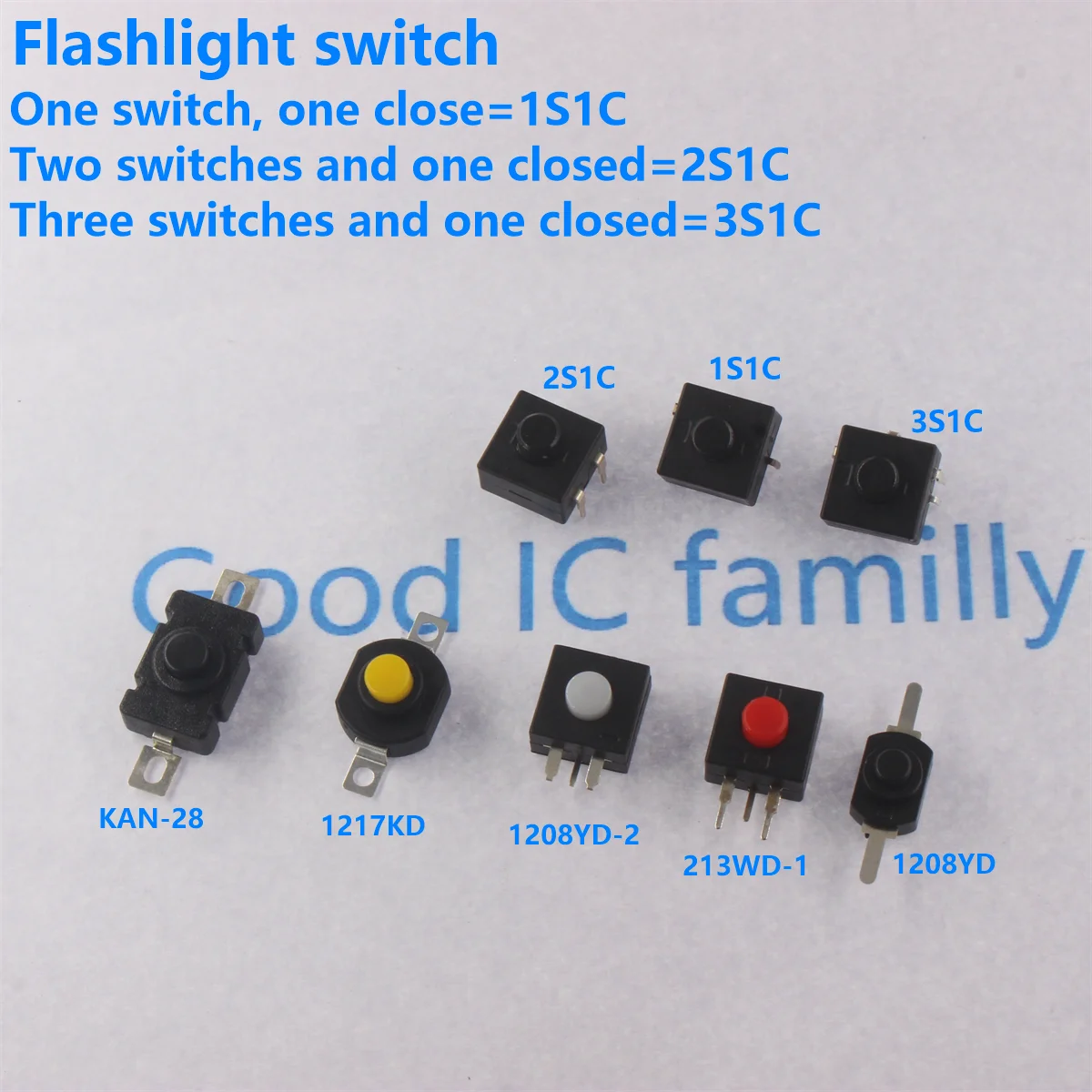 10PCS Push Button Switch 1712KD 30V 1A Flashlight Switch LOCK 17X12X9.5MM Table lamp Switch Flashlight Button Switch ON-OFF