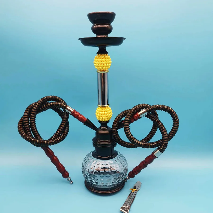 Arabia Hookah Set Small Double Tube Hookah Glass Bottle Ceramic Bowl Hose Water Pipe Bar KTV Shisha Accessories Birthday Gift