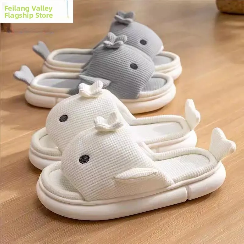 

Linseed Cotton Slippers Indoor Home Spring Summer Style Silent Sweat Absorbent Cute Cartoon Couple Men's Four Seasons Slippers