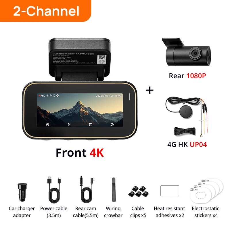 70mai Global Version A810 Lite HDR 4K Dash Cam Support Voice