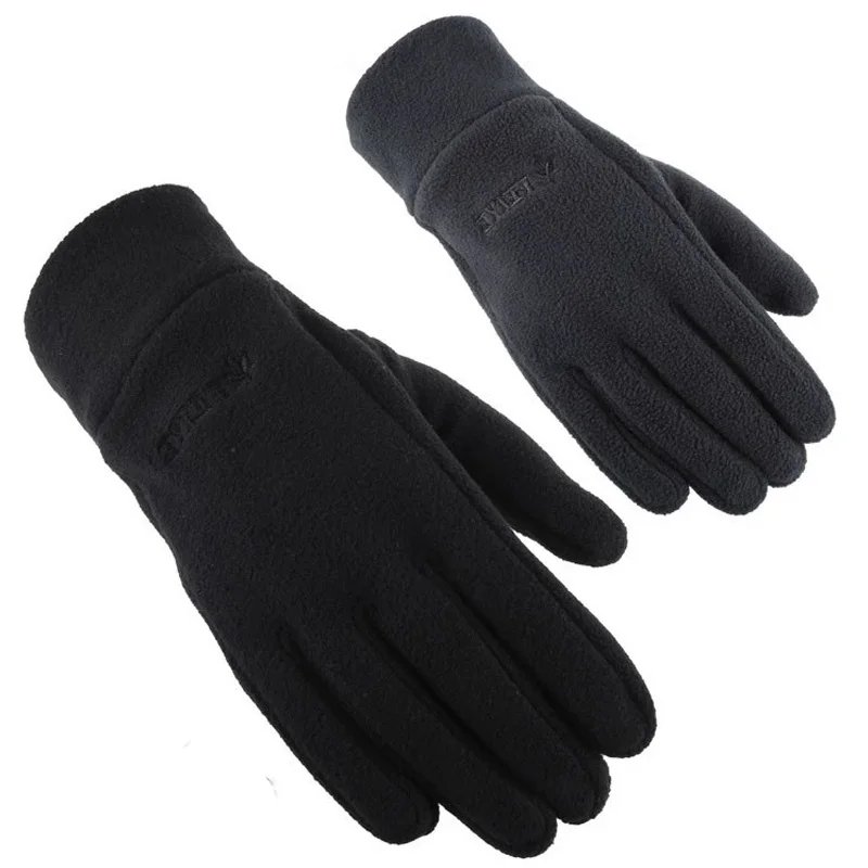 Winter Polar Fleece Thermal Gloves Men\'s Women Outdoor Thicken Warm Cold Gloves Windproof Cycling Skiing Glove Black Mittens