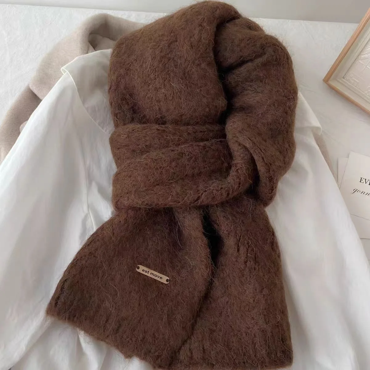 Women's Scarves Autumn Winter Thickened Warm Soft For Girl Comfortable New Sweet Simple Mink Fur Knitted Korean Versatile Scarfs