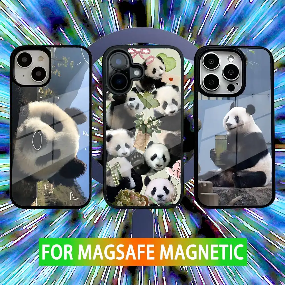 

Lovely Panda Phone Case For iPhone 16,15,14,13,12,11,Pro,Max,Plus,Mini,SE New Magsafe Magnetic Wireless Charging