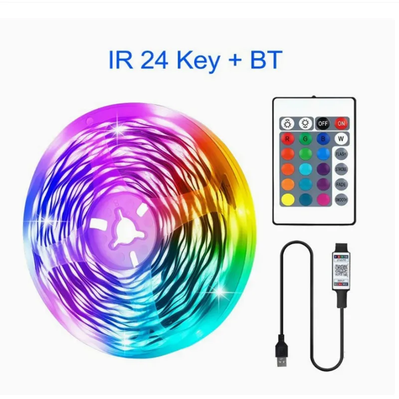 USB 5V Led Strip Lights Tape3535 RGB  Wall Room 24key Remote Control Flexible LED Tape Diode Lights for Room Home TV backlight
