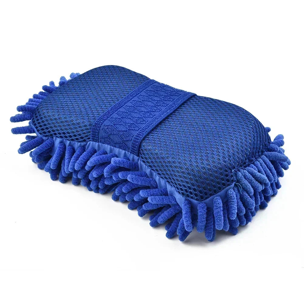 Auto Blue Microfiber Chenille Car Wash Sponge Care Washing Brush Pad Cleaning Tools Auto Washing Towel Glove Styling Accessories