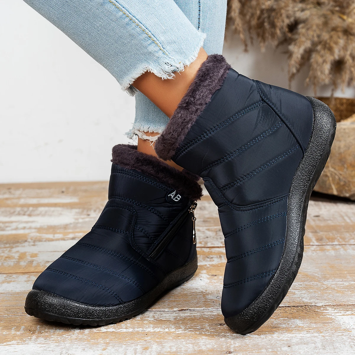 

Women's Winter shoes Cotton boots cheap clearance Women Solid-color warm mid-calf cotton boots