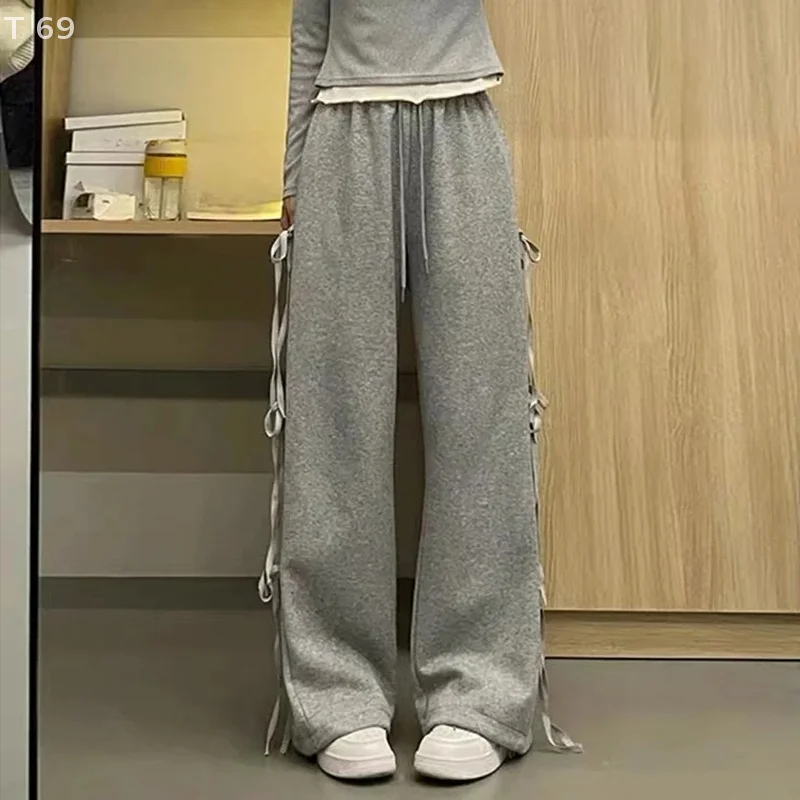 

American Retro Vintage High Street Baggy Pants Fashion Women Oversized Drawstring Pant Casual Streetwear Loose Jogger Trousers