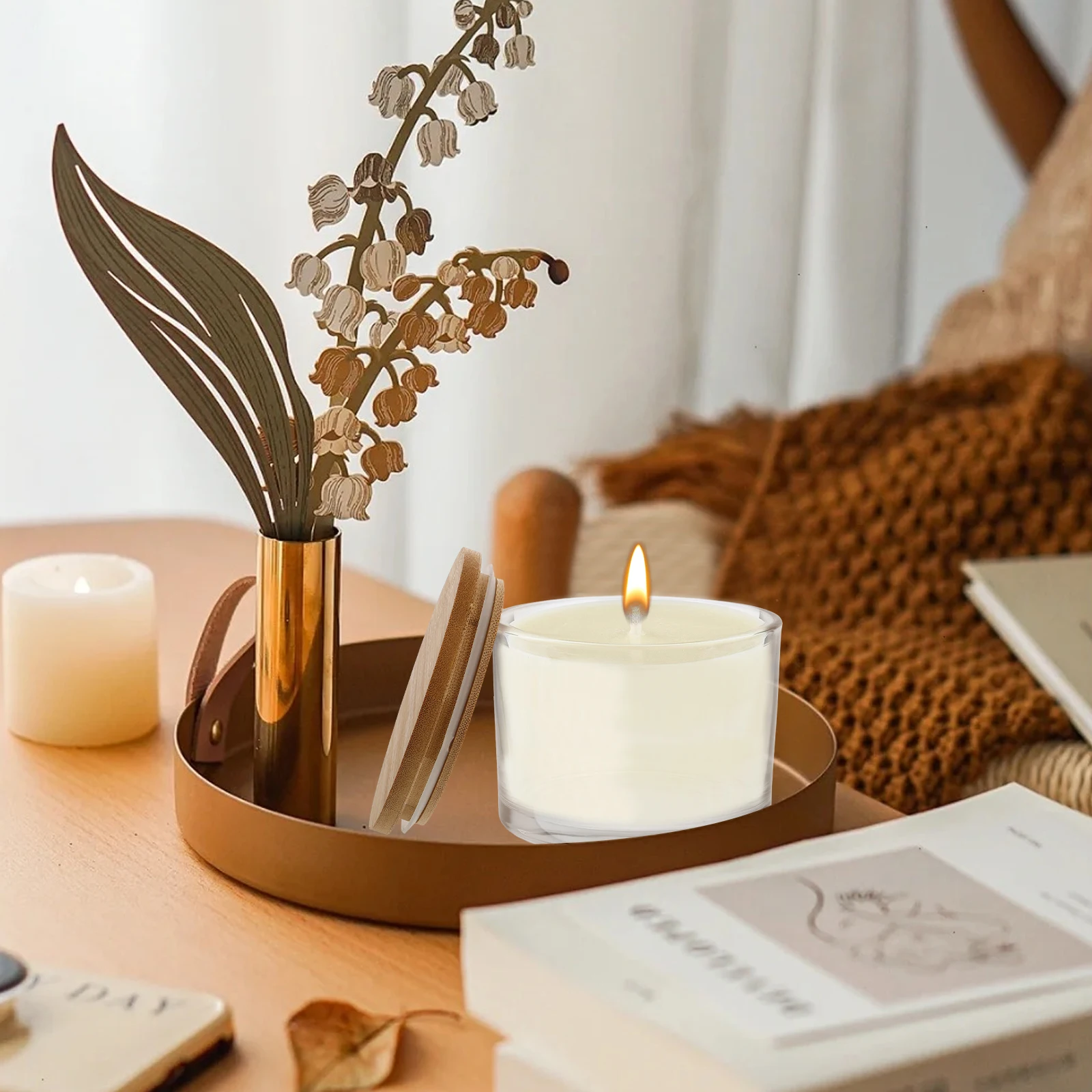 

2Pcs Glass Cups Empty Clear DIY Small Holders Votive Containers Table Centerpieces for Aromatherapy