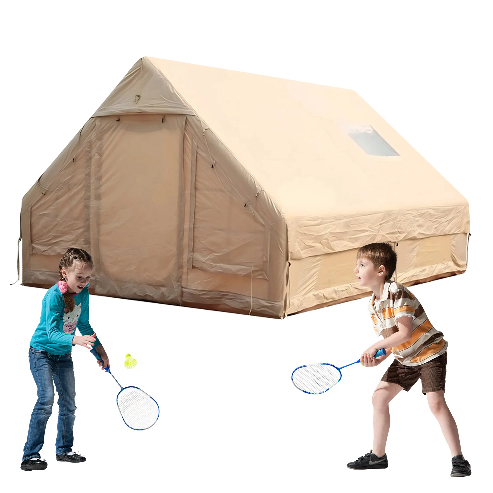 

Inflatable Camping Tent Waterproof Windproof Glamping Camping Tents House for 4 Seasons