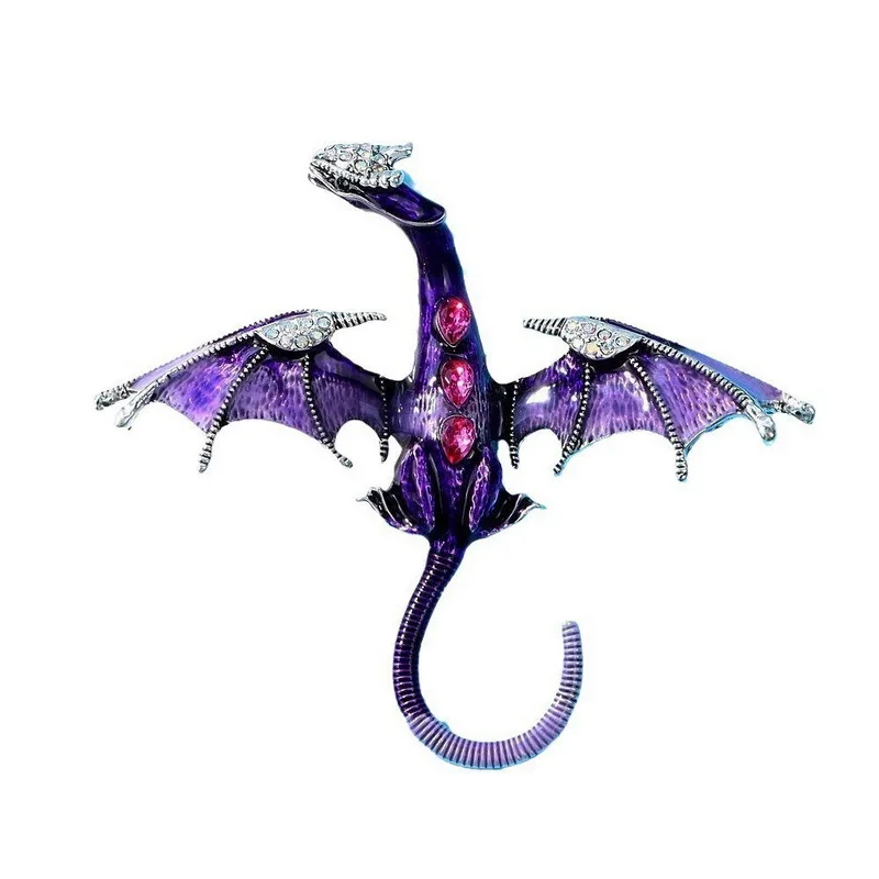 Retro Enamel Animal Pins for Women and Men Multiple Rhinestones Flying Dragon Brooch for Women Jewelry